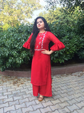 Red Thread Embroidered Suit Set